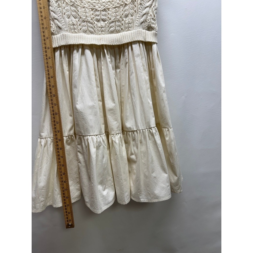En Saison Mixed Media Mini Dress Womens S Cream Crochet Ruffle Tiered - Picture 2 of 7